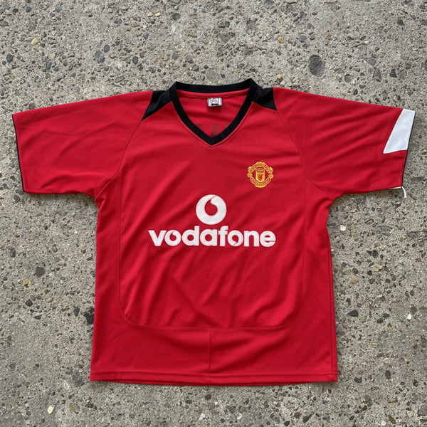 Vintage Manchester United Vodafone Jersey – Red/Black Davo #9 XL