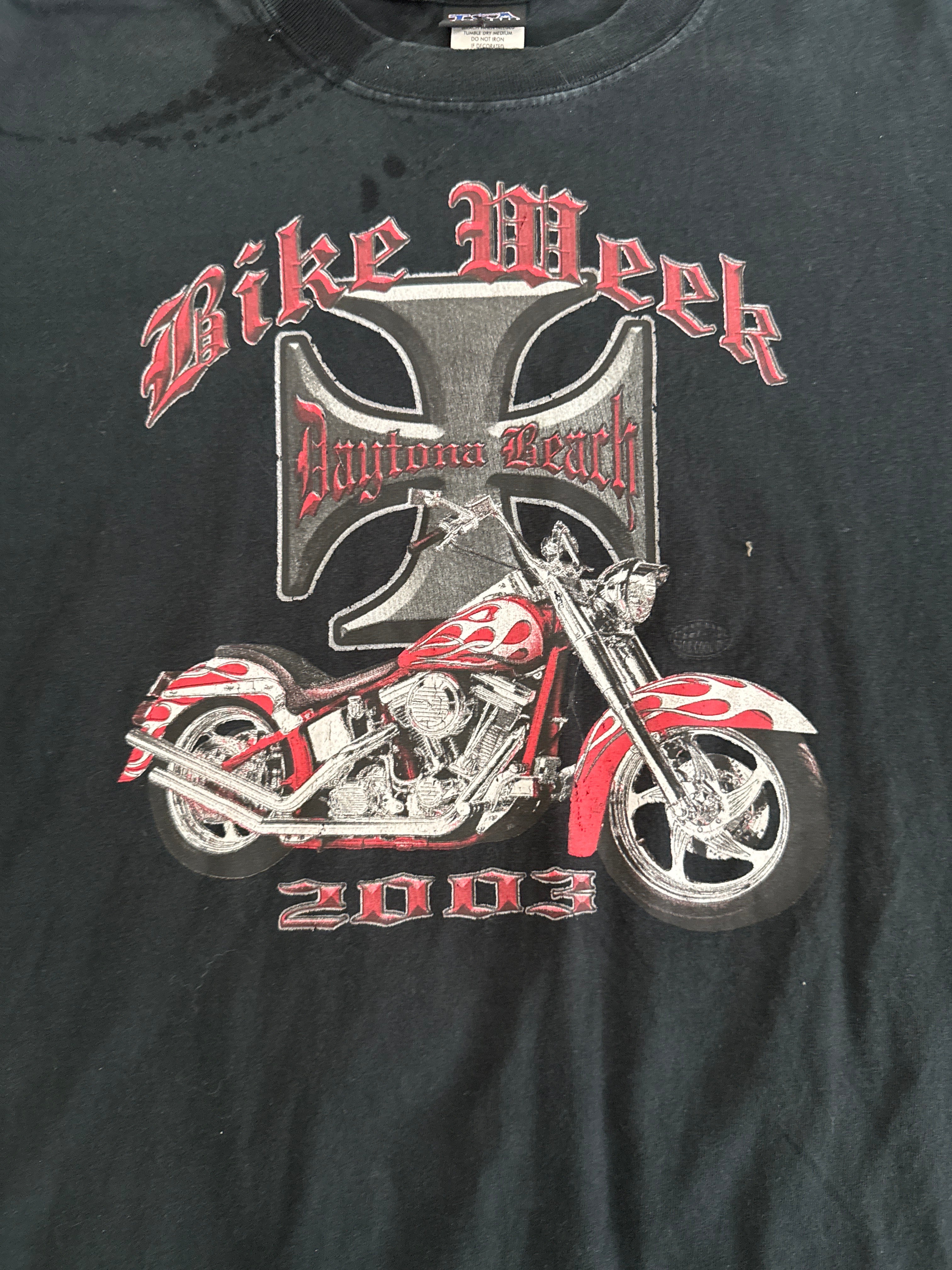 Vintage 2003 Bike Week Daytona Beach Iron Cross Chopper T-Shirt XL