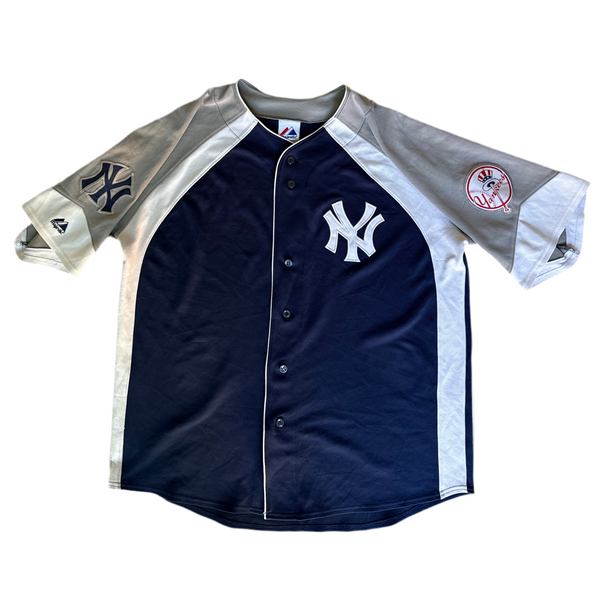 Vintage 90s Majestic Yankees Button-Front Jersey – Navy, Gray