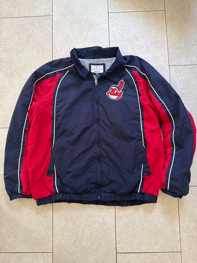 Vintage Y2K 2000s Cleveland Indians Genuine Merchandise Full Zip Windbreaker Jacket Size XXL