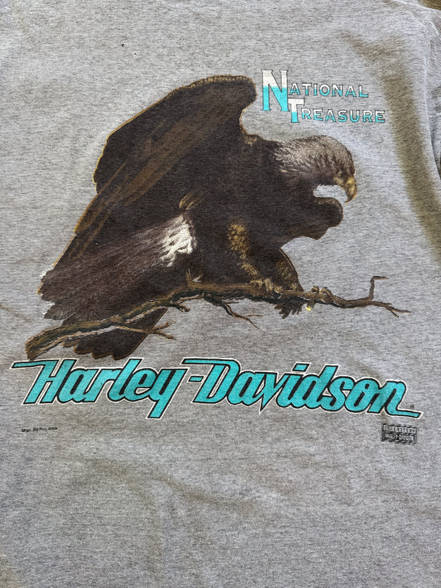 Vintage 1990s Harley-Davidson National Treasure Eagle Long Sleeve T-Shirt Size Large