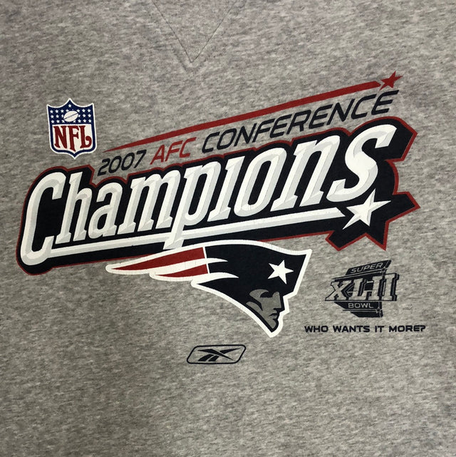 2007 Reebok Offcial NFL New England Patriots AFC Champions Pullover Sweatshirt XL