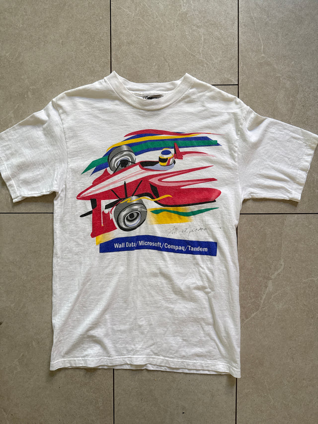 Vintage 1990s Microsoft Power-T Formula Race Car Event T-Shirt Compaq Wall Data Signed Size M