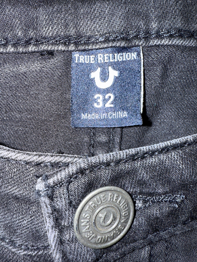 True Religion Patchwork Moto Denim Black Size 32