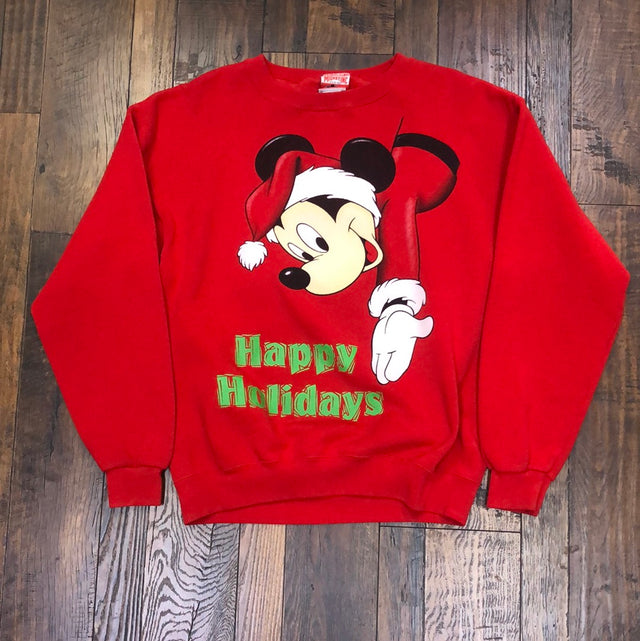 Vintage Mickey Mouse Happy Holidays Sweatshirt S