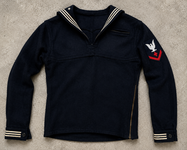 Vintage 1950s US Navy Wool Sailor Crackerjack Jumper Talon Zipper Size XS S