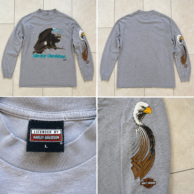 Vintage 1990s Harley-Davidson National Treasure Eagle Long Sleeve T-Shirt Size Large