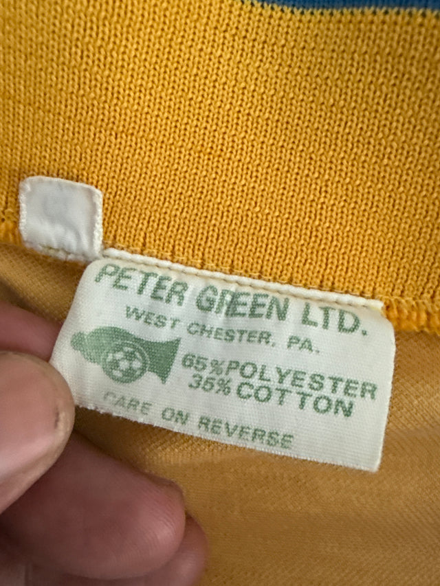 Vintage 1970s Pan World S.C. Soccer Jersey #21 by Peter Green Ltd. – Yellow/Blue