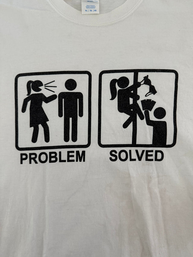 Vintage 2000s Richmond VA Strip Club Promo T-Shirt Problem Solved Graphic, Paper Moon Club Rouge Daddy Rabbits Pure Pleasure Candy Bar Baby Dolls Size XL