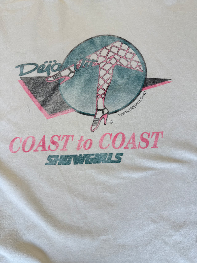 Vintage Déjà Vu Coast to Coast Showgirls Hanes Heavyweight T-Shirt Adult Entertainment Promo Tee (XL)