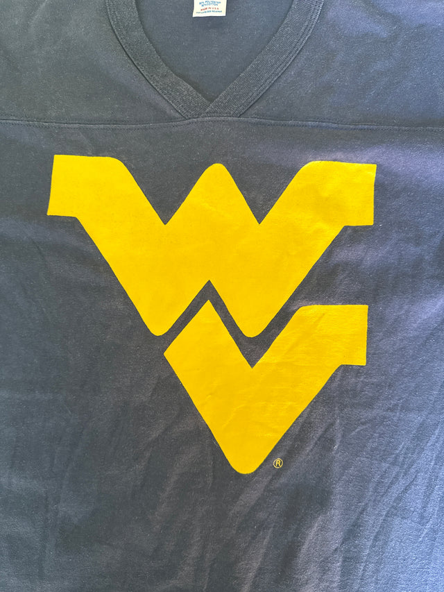 Vintage 80s West Virginia Mountaineers Jersey Tee Jerzees by Russell (Made in USA)
