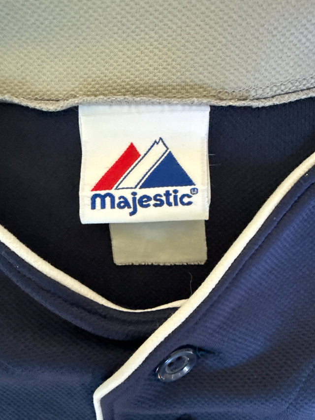 Vintage 90s Majestic Yankees Button-Front Jersey – Navy, Gray & White (M)