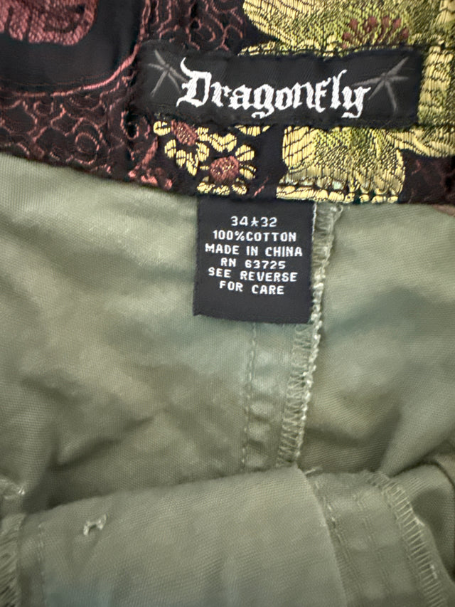 Dragonfly Cargo Pants Embroidered Dragon & Sword (34x32)