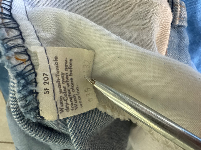 Vintage 1970s Levi’s SF 207 Wide Leg Jeans Corduroy Inlay Pockets Blue Denim