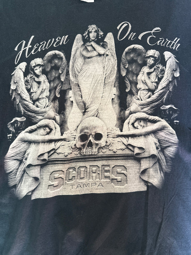 Vintage Y2K Scores Tampa “Heaven on Earth” Tee Angel & Skull Graphic Size L