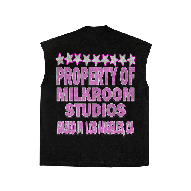 Property of Milk Room Studios Pink Vintage Style Tank Top