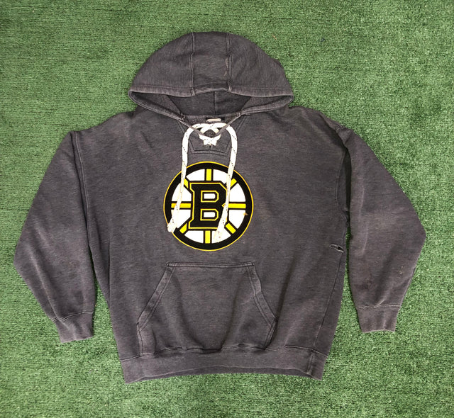 Vintage Boston Bruins Old Time Hockey Lacer Hoodie